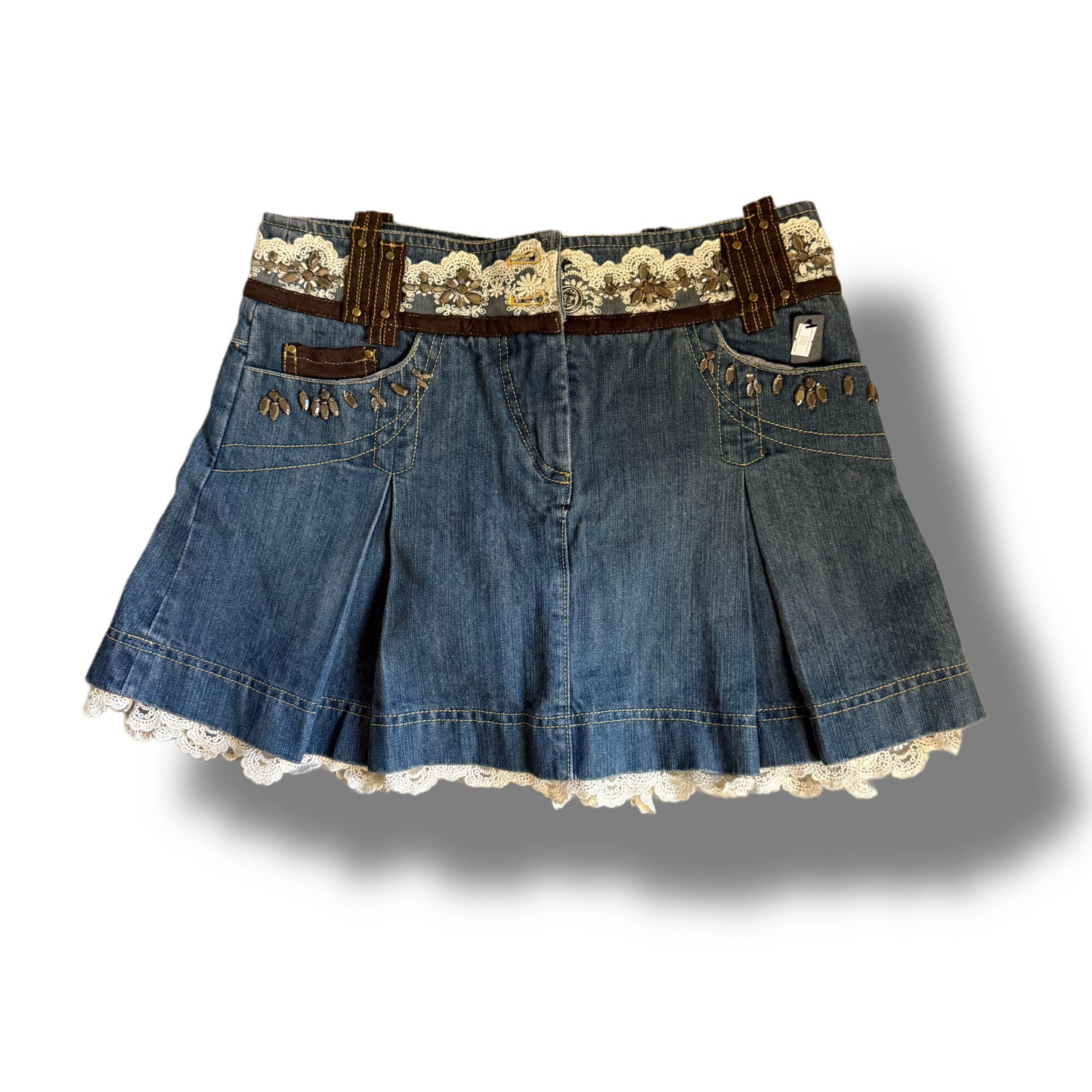 Denim embroidered skirt